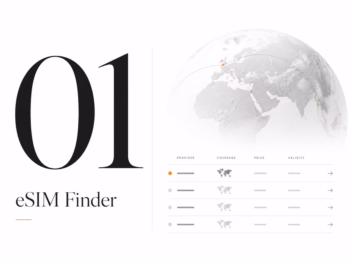 Global eSIM coverage and destination finder illustration